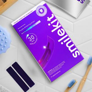 Purple Gel Whitening Gentle Teeth Stickers / Long-Lasting Fresh Breath Cleaning Patches / Quick Stain Removal Whitening Strips for Natural and False Teeth Veneers and Oral Hygiene