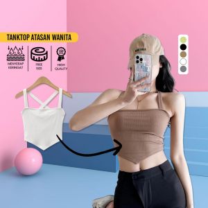MD-P330 Tank Top Crop Segitiga Model Tali Belakang Silang Atasan Wanita / Tanktop Basic Knit Singlet Crop Cewek Import Korean Fashion
