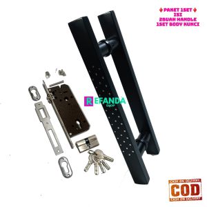 set lock body kunci handle pintu rumah model baut tembus untuk pintu depan dan kamar daun pintu 1/ pilihan panjang handle 33cm 45cmd an 60cm
