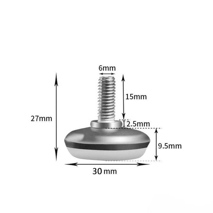 u2y7 5PC Cabinet Leg M6 M8 Anti-Slip Base Metal Adjustable Leveling ...