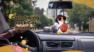 Swing Duck Car Hanging Ornament Cute Swing Duck Car Pendant Swing Duck Car Decoration Rearview Mirror Accessories for Men Women Teens Truck Rearview Christmas Decorations (Christmas Duck)