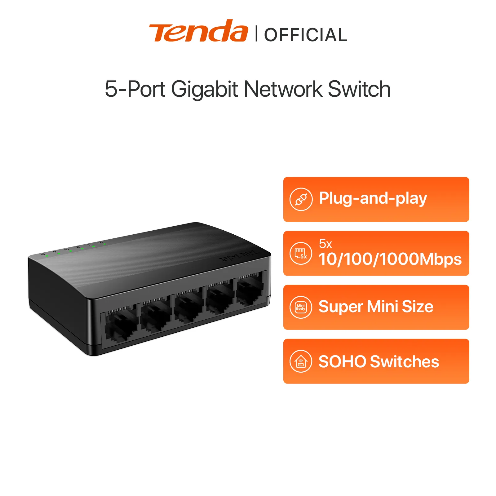 Tenda Switch Hub SG105/SG108 5/8-Port 10/100/1000Mbps Network Lan Desktop Plug&Play