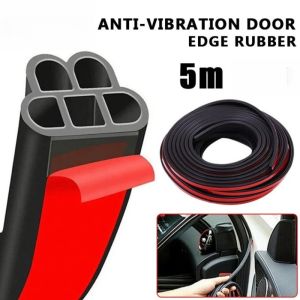 5M Universal Car Door Seal Strip Rubber Double Layer Auto Weatherstrip Adhesive Noise Insulation Weatherstrip
