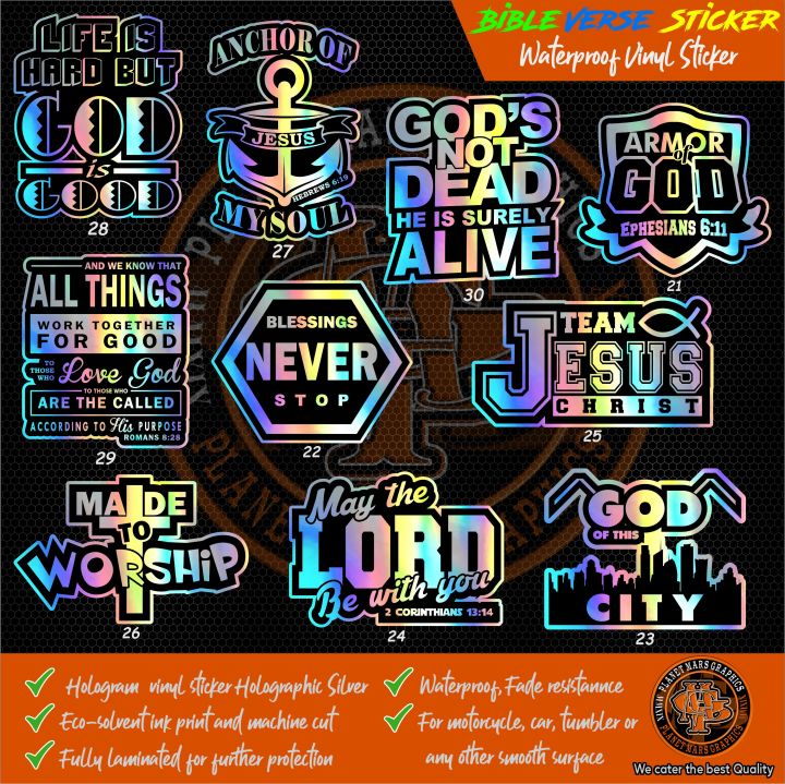 BIBLE VERSE STICKER - RELIGIOUS HOLOGRAM DECAL FOR MOTORCYCLE CAR ANY ...