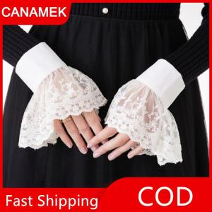 【CANAMEK】 Ren còng trắng có thể tháo rời giả tay áo cưới áo cưới Áo len Cuff Halloween Trang Phục Cosplay phụ kiện