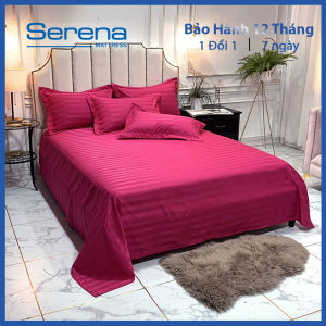 Ga giường đẹp 5 món lụa 3f SERENA chính hãng bộ vỏ bọc chăn ga drap grap ra gối nệm đệm trải bọc giường mát lạnh 5 món lụa 3f đẹp người lớn chần bông cao cấp - hệ thống nệm