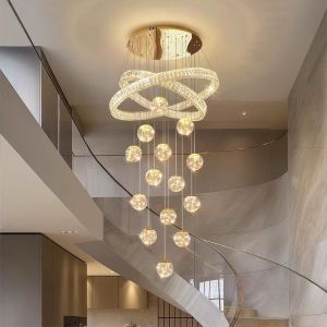 Luxurious modern crystal chandelier villa hotelliving roomdining roomstaircaseceiling chandelier