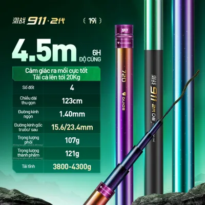 Guide - Cần câu đài 911 Thế hệ 2 carbon T1000 + T1100 đan chéo cứng hơn nảy hơn bản nâng cấp mới 2026