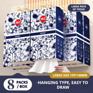 【8 Packs/Box】ManHua Classic Hanging Tissue 4-Ply 1000 Sheets | Soft Large Pack