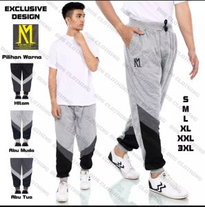 Celana Panjang Joger Kombinasi Katun Babby Terry / Celana Training Rib / Celana Olah Raga Pria Wanita Anak Dewasa (Ukuran Standar dan Jumbo)
