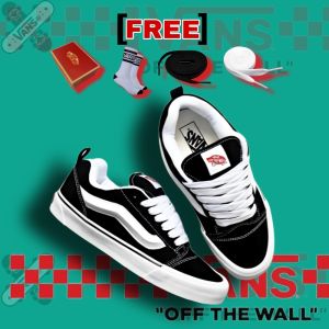 TERLARIS! Sepatu VANS01 KNU SKOOL - BLACK WHITE  Sepatu Vans01 Sneakers Pria Wanita Sepatu Gemuk