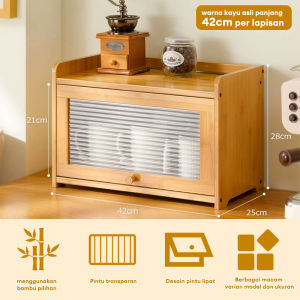 Rak Dapur/Rak Cangkir/Tahan Debu/Lemari Penyimpanan Kayu /Rak Susun Serbaguna/Lemari Penyimpanan Desktop