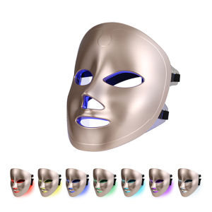 หน้ากาก LED 7สีชาร์จได้หน้ากากบำบัดพลังงานโฟตอนสำหรับฟื้นฟูผิวต่อต้านริ้วรอยทำให้ผิวกระชับริ้วรอยกระกำจัดสิว