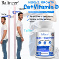 Height growth supplement with calcium and vitamin D3 to increase height, bone density, and joint health. 