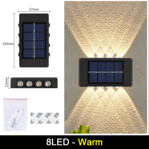 Vimite 6 LED ไฟติดผนังโซล่า ไฟตกแต่งในสวน ไฟโซล่าเซลรั้ว Solar Garden Wall Light Outdoor Waterproof Modern Home Decoration Warm White Light Garden Balcony Gate Fence Light