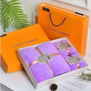 Premium Microfiber Coral Velvet Bath Towel Set with Luxurious Coral Pile and High Absorbency - 3-in-1 Elegant Gift Box