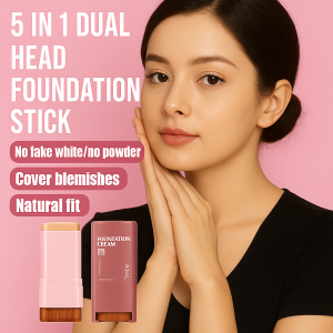 5-in-1 Sheer Foundation Stick Dual-Ended Concealer Liquid Foundation Eraser Applicator Portable Waterproof Oil-Control Natural Finish