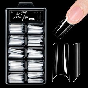Acrylic Artificial Nail Tips Half Matte Full Cover False NailHalf Cover Fake Nail Pre-Filed Press on Nail 100Pcs