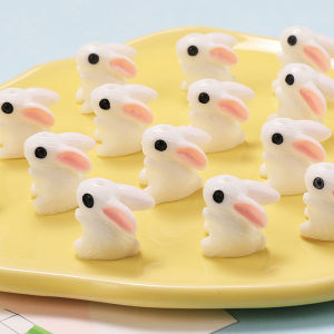 Hmeme ลูกปัดการ์ตูนเซรามิกกระต่ายสีขาวทำมือวัสดุเครื่องประดับทำสร้อยข้อมือสร้อยคอ