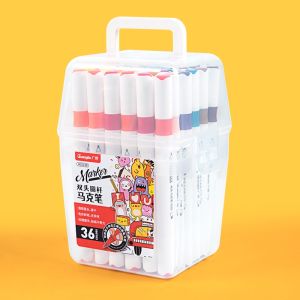 Bút màu marker 2 đầu Guangbo 12/24/36/48 màu bút dạ mầu cao cấp hộp nhựa H02236-39 - LOKI KIDS