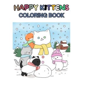 HAPPY KITTENS Coloring Book Buku Mewarnai Sketsa Menggambar Anak Muda Dewasa Murah Bagus Premium
