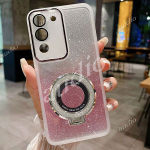 Vivo Y04s 4G Vivo Y04 4G Glitter Bling Bracket Phone Case For Vivo Y04 VivoY04 4G Full Lens Camera Protective Film Glitter Back Cover For VIVO Y04 vivoy04 4G With Finger Ring Bracket