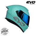 EVO GT-PRO Plain Turquoise Blue Dual Visor Full Face Helmet with Free Clear Lens. 