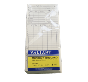 Valiant Clock Time Card