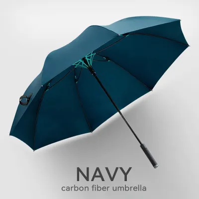 Parachase Carbon Fiber Umbrella Man Business Style 8 Ribs Umbrella Windproof Strong Genuine Leather Handle Golf Umbrella Luxury