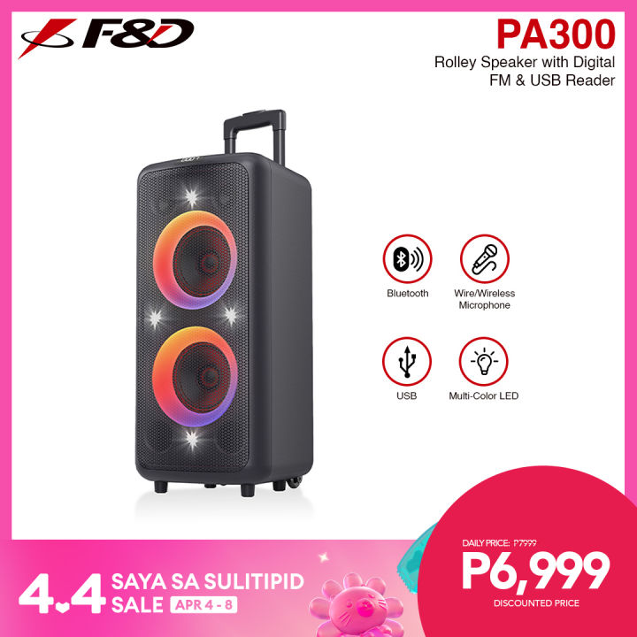 F&D PA300 100W Bluetooth Party Speaker (Black Stereo Channel) FM