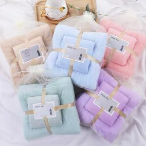 2in1 Gift Towel Set Quality Microfiber Hand towel Face Towel Bath Towel Soft Comfortable Coral Christmas Gift