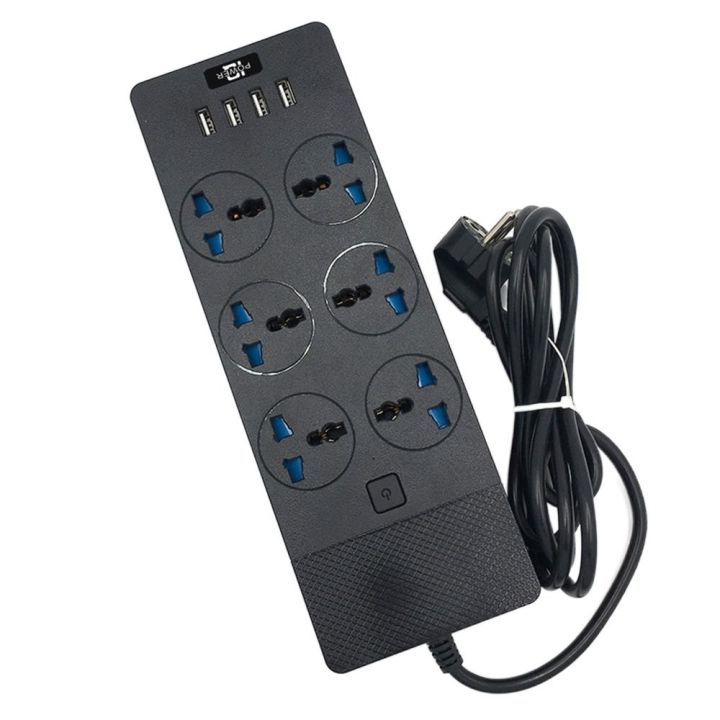 YINGGI 4 USB Ports Power Strip Overload Protection 6 Gang Way Flat Plug