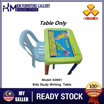 KM Furniture Kids Children ABC Study Writing Table With Chair Full Set KD801+CC701 / Meja tulis kanak kanak/ Meja tulis ABC (Random Colour)