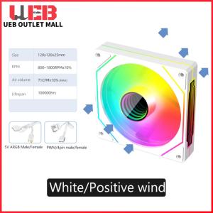 พัดลมระบายความร้อน 12 ซม ARGB 5V PWM พร้อมไฟ RGB และดีไซน์อินฟินิตี้มิร์เรอร์ สำหรับคอมพิวเตอร์และเกมมิ่งพีซี