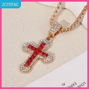 JCSYFAC Thời Trang Rhinestone Chữ Thập Mặt Dây Chuyền Vòng Cổ Cho Nam Giới Phụ Nữ Đa Năng Áo Len Chuỗi Hip Hop Chữ Thập Vòng Cổ Trang Sức Phụ Kiện Quà Tặng