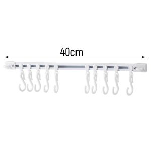 MO. 40cm/30cm Wall-mounted Sliding Rail Hook Kitchenware Storage Hooks Wall Rail Sliding S Hook