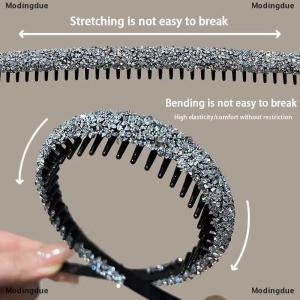 [COD] Modingdue Non-slip Rhinestone Hair Hoops Bands Women Toothed Elastic Headbands For Women Shiny Luxury Hair Hoops