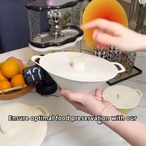 Multipurpose Reusable Heat-resistant Silicone Lid Anti Splatter with Handle Pot Cover Sealed Dust-proof Microwave Splash Lid Refrigerator Heat-resistant Silicone Lid Anti Splatter with Handle Microwave Splash Lid Dust-proof Sealed Bowl Lid Plate