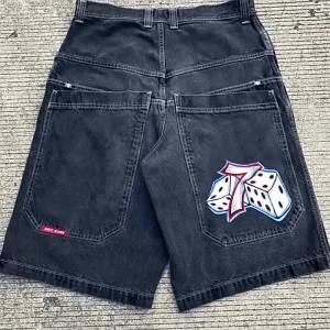 New JNCO American Fashion Brand Street Hip-Hop Denim Shorts - Mens Trendy Casual All-Matching Denim Shorts