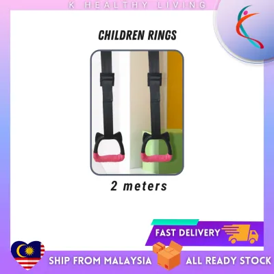 【CLEARANCE/ READY STOCK/ LELONG】Children Gymnastic Pull Up Rings for Exercise/ Kids Workout Rings with Adjustable Straps/ Kids Standing Posture Training Rings/ Strength Training Equipment/ 2m & 1m Rings/ 儿童站立吊环
