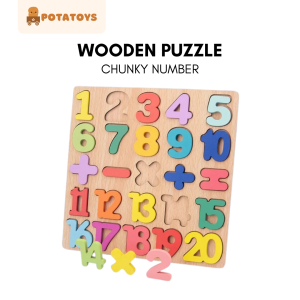 POTATOYS - Puzzle Anak Kayu Chunky 3D Alphabet dan Number Murah