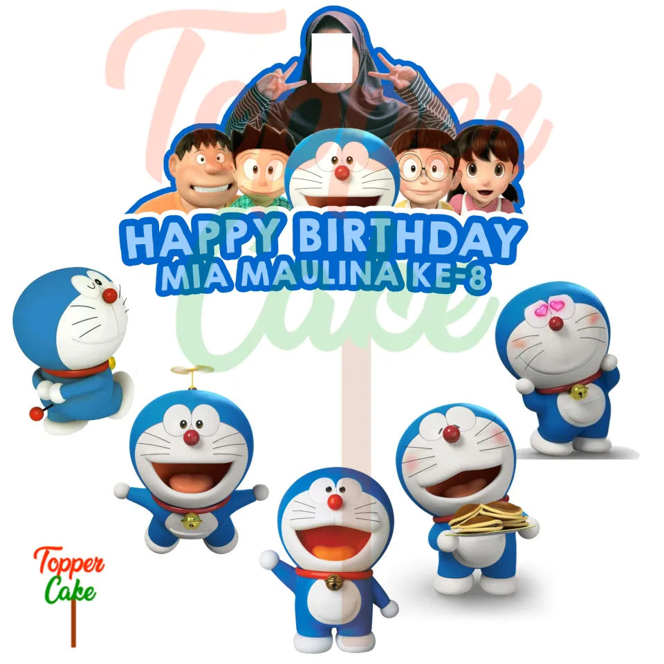 New Doraemon Children's Birthday Party Set Decorative Supplies Banner  Aluminum Film Balloon Set Cupcake Topper Ornaments Gifts - Action Figures -  AliExpress