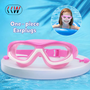 CCW Kids Swimming Goggles Children 3-12Y Wide Vision Anti-Fog Anti-UV Pool Glasses With Ear Plugs Outdoor Sports Diving Eyewear