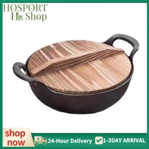 Cast Iron Cooking Pot Non Stick Uncoated Skillet with Lid and Handle for Even Heat Distribution