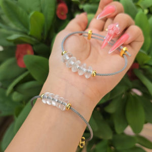 Q358 Vòng ngũ điếu Thạch Anh Trắng dây cáp cho Kim và Thủy - Phong Thủy TUDO