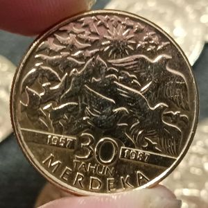 TOP GRADE 1987 1 Ringgit 30 Tahun Merdeka 30th Independence Malaysia Commemorative Coin