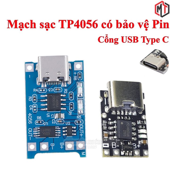 051 Mạch Sạc Pin Lithium - Li-ion - 18650 TP4056 Có Bảo Vệ Pin Cổng USB ...