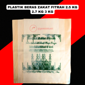 Plastik Beras Zakat Fitrah 25kg 27kg 3kg Bahan PE Tebal Cetak 1 Warna Isi 50/100pcs