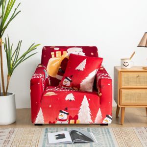 Premium Sofa Cover with Santa Design Red Christmas Sofa Cover 3 Seater Universal Sofa Seat Cover Christmas Home Decoration