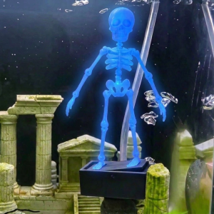 DAWEIF Plastic Dancing Skeleton Aquarium Bubbler 3D Printed Air Driven Fish Tank Dance Skull Ornament Unique with Air Tube Dynamic Skeleton Bubbler Halloween Decor